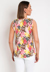 Fransa Seen Animal Print V Neck Sleeveless Top, Pink Carnation