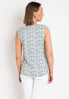 Fransa Seen Mini Floral Print V Neck Sleeveless Top, Blue Multi