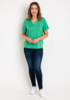 Fransa Zola V-Neck Top, Green