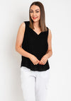 Fransa Juna Linen Blend V Neck Top, Black