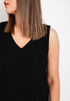 Fransa Juna Linen Blend V Neck Top, Black