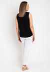 Fransa Juna Linen Blend V Neck Top, Black