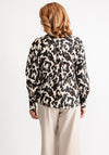 Fransa Jacquard Leopard Long Sleeve Top, Beige