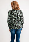 Fransa Jacquard Leopard Long Sleeve Top, Green