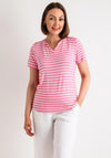 Fransa Ivy Striped V Neck Jersey Top, Pink