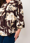 Fransa Ariana Floral V-Neck Slim Fit Top, Brown