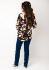 Fransa Ariana Floral V-Neck Slim Fit Top, Brown
