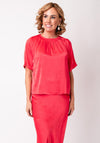 Fransa Nika Pleated Satin Feel Blouse, Red