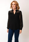 Fransa Bess Laser Cut Blouse, Black