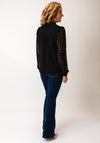 Fransa Bess Laser Cut Blouse, Black