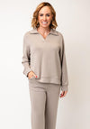 Fransa Soft Scuba Collar Sweatshirt, Beige
