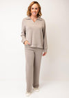 Fransa Soft Scuba Collar Sweatshirt, Beige