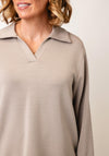 Fransa Soft Scuba Collar Sweatshirt, Beige