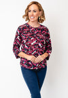 Fransa Seen Printed Long Sleeve Top, Pink