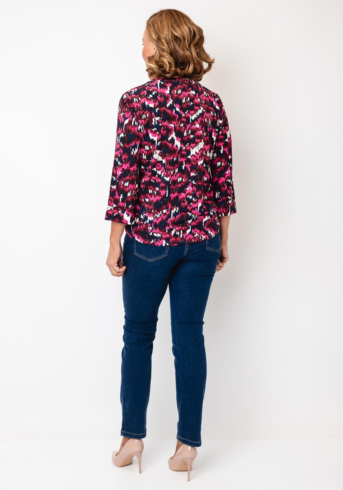 Fransa Seen Printed Long Sleeve Top, Pink