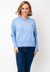 Fransa Heart Embroidered Fine Knit Jumper, Blue