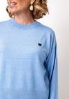Fransa Heart Embroidered Fine Knit Jumper, Blue