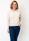 Fransa Melani Heart Embroidered Fine Knit Jumper, Beige