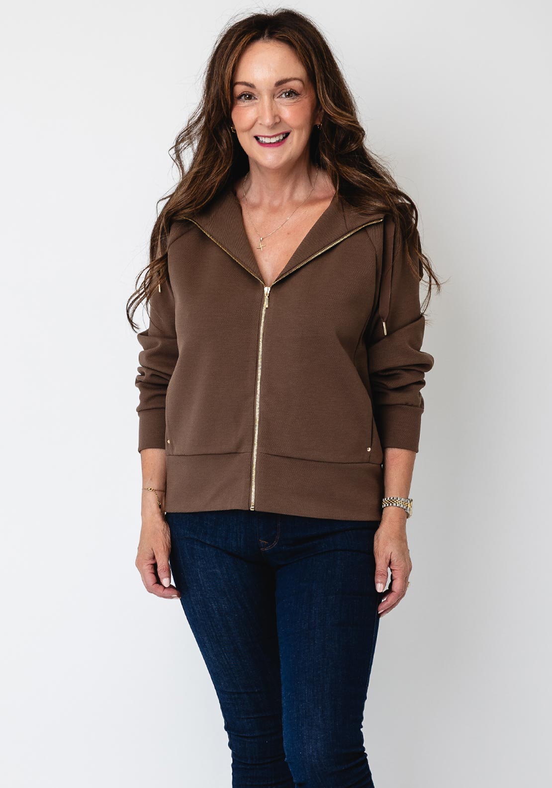 Fransa Priya Full Zip Hoodie, Brown