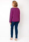 Fransa Striped Cotton Long Sleeve Top, Pink and Navy