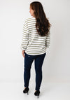 Fransa Bree Striped Long Sleeve Top, White and Green