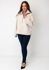 Fransa High Neckline Half Zip Fleece, Cream