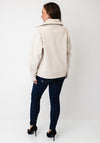 Fransa High Neckline Half Zip Fleece, Cream