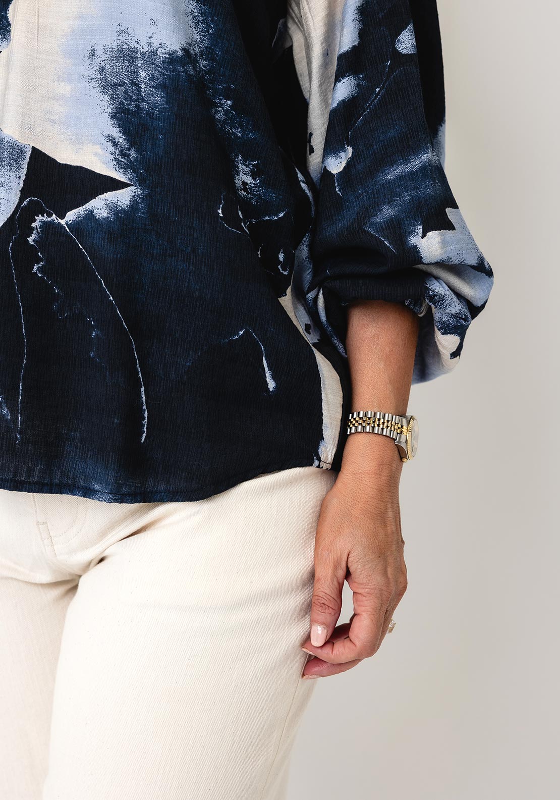 Fransa Abstract Print Blouse, Blue Multi