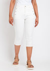 Fransa Buttoned Pocket Capri Jeans, Cream