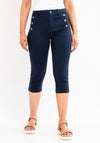 Fransa Buttoned Pocket Capri Jeans, Navy