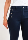 Fransa Buttoned Pocket Capri Jeans, Navy