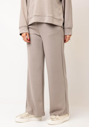 Fransa Aurora Soft Scuba Wide Leg Trousers, Beige