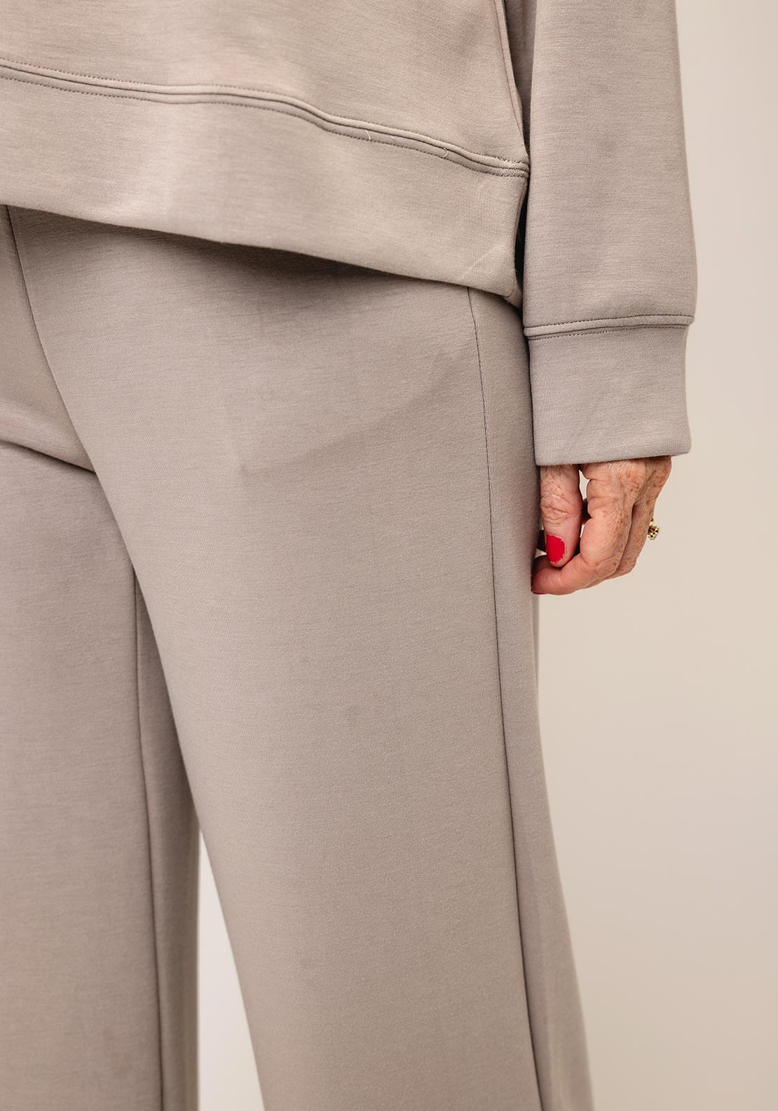 Fransa Aurora Soft Scuba Wide Leg Trousers, Beige