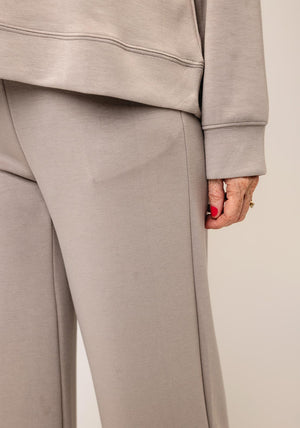 Fransa Aurora Soft Scuba Wide Leg Trousers, Beige