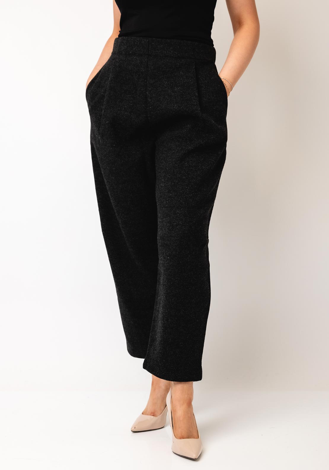 Fransa Fleece Straight Leg Trousers, Melange