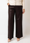 FreeQuent Faux Leather Wide Leg Trouser, Brown