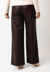 FreeQuent Faux Leather Wide Leg Trouser, Brown
