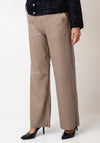FreeQuent Faux Leather Wide Leg Trouser, Taupe