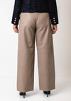 FreeQuent Faux Leather Wide Leg Trouser, Taupe