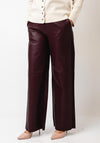 FreeQuent Faux Leather Wide Leg Trouser, Wine