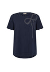 Freequent Fenjal Embellished Bow T Shirt, Navy