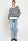 Freequent Fiffi Striped Sweatshirt, Navy and White