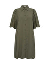 Freequent Lara Lace Sleeve Mini Shirt Dress, Deep Lichen Green