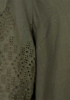 Freequent Lara Lace Sleeve Mini Shirt Dress, Deep Lichen Green