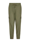 Freequent Lava Linen Cargo Trousers, Deep Lichen Green