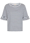 Freequent Marline Stripe T-Shirt, Brilliant White & Navy Blazer