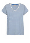 Freequent Mian Stripe V-Neck T-Shirt, Off White & Nebulas Blue