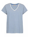 Freequent Mian Stripe V-Neck T-Shirt, Off White & Nebulas Blue