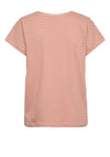 Freequent Mian Stripe V-Neck T-Shirt, Moonbeam Hot Coral
