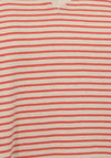 Freequent Mian Stripe V-Neck T-Shirt, Moonbeam Hot Coral